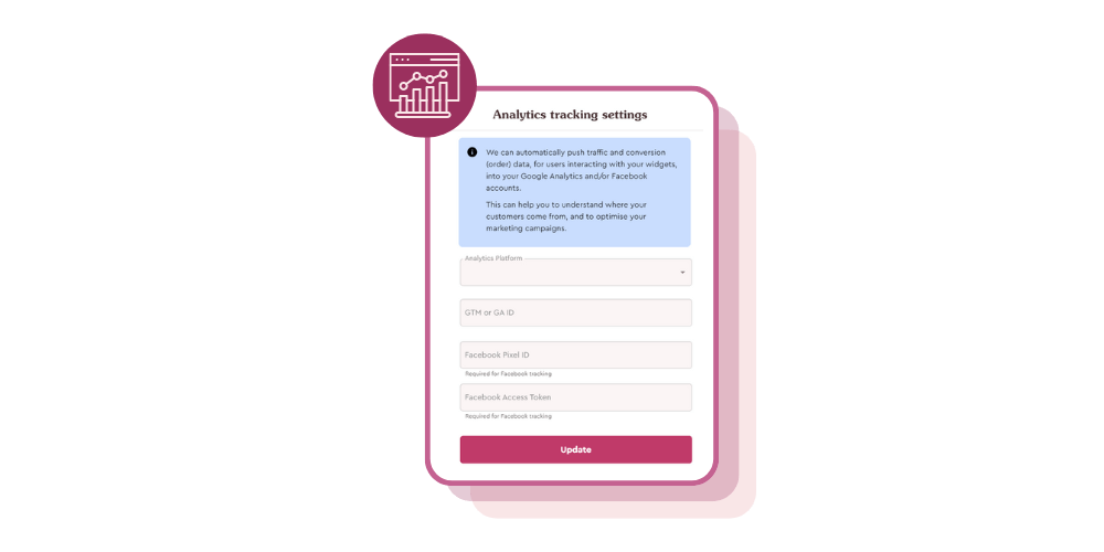Marketing analytics integration with Google Analytics and Facebook Pixel