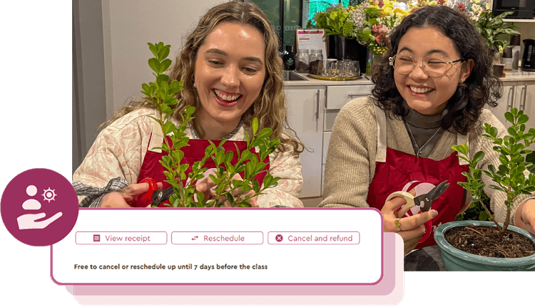 Self-serve cancellations and rescheduling for workshop bookings