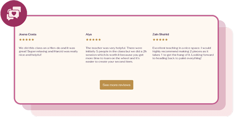 Reviews and gift cards widget for your workshop website